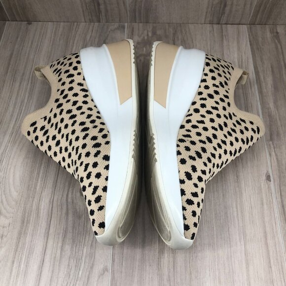 Gianni Bini Beige and Black Leopard Knit Slip-On Wedge Sneakers - Picture 7 of 11